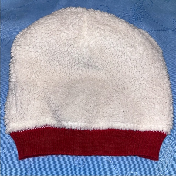 Tim Hortons Cap Kids Size Hat Sherpa Lined Red & White Knit Winter Toque Pompom - Picture 4 of 13